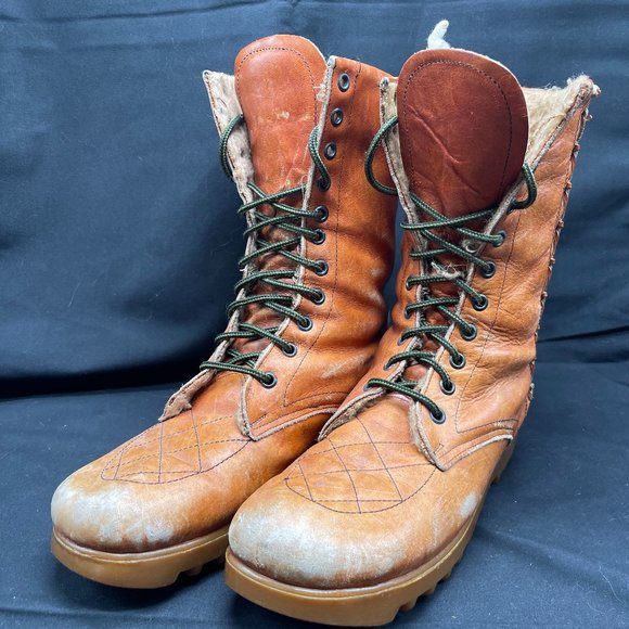 Vintage Brown Leather Romanian Combat Boots Estimated size 10 main image 9